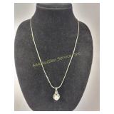 Sterling Silver Necklace with Pearl and CZ Pendant
