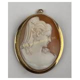 Outstanding Victorian 14k gold hand carved shell