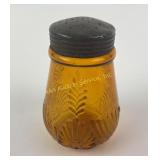 Victorian EAPG amber glass sugar shaker Medallion