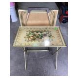Folding TV Trays with Floral Pattern and Stand