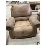 Brown Upholstered Recliner With Nailhead Trim