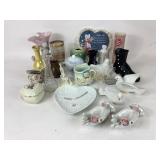 Ceramic Figurines, Decorative Vases, and Music Box
