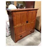 Mission-Style Wood Cabinet With Double Doors and D