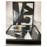 Abstract Black And White Framed Artwork On Glass