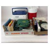 Books, DVDs, Girl Scouts Bag, and Coleman Coolers