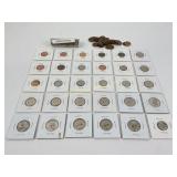 Coins: Wheat Pennies, 1974 Pennys, 1974 nickels,
