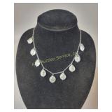 Sterling Silver Necklace with Pearl Drops and Leaf