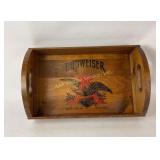 Wooden Budweiser Tray With Anheuser-Busch Eagle Lo