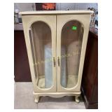Painted Wood Display Cabinet With Glass Doors and