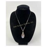 Fenton iridescent art glass pendant on sterling