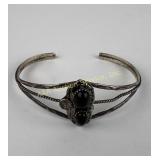 Native American sterling silver & black stone