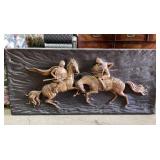 Bronze-Tone Bas-Relief Panel of Medieval Jousting