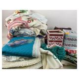 Hand cross stitched comforter tops, partially