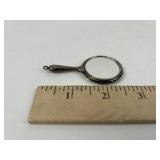 Small sterling silver hand mirror pendant for