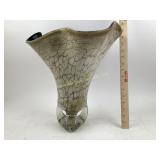 Polish Josefina Krosno Art Glass Vase With Crackle