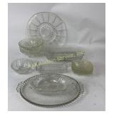 Pressed Glass Platters, Serving Bowls, and Divided