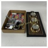 Wall-Mounted Weather Station, Flashlights, Faucet