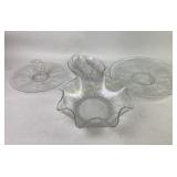 Fostoria and Heisey Glass Serving Pieces with New
