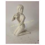 Kneeling Female Figurine in White Ceramic