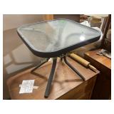 Square Metal Patio Table with Glass Top