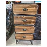 Industrial-Style Metal and Wood Four-Drawer Cabine