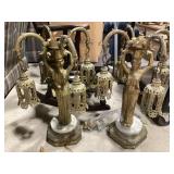 Candelabra Style Lamps with Woman Figurines