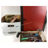 Metal Storage Cabinet, Hand Tools, and Electric Sa