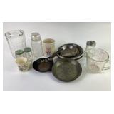 Pyrex Measuring Cup, Smuckers Jar, Tin Pie Plates,