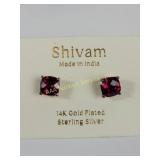 Lab-Created Ruby Stud Earrings in 14K Gold-Plated