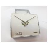 Sterling Silver .925 Bow Pendant Necklace with Dia