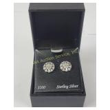 Sterling Silver Earrings with 1/10 CTW Diamond Acc