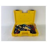 LEGO pieces in Yellow Plastic Case