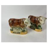 Ceramic Cow Decanters With Gold Trim