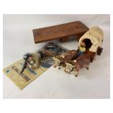 Western-Themed Toys with Covered Wagon and Figurin