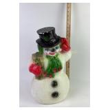 Chalkware Snowman Piggy Bank With Red Mittens and