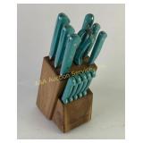 The Pioneer Woman Knife Block Set with Teal Handle
