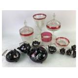 Black Ceramic Tea Set with Rooster Motif and Clear