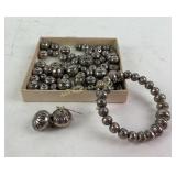 Native American sterling bracelet, earrings and