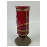 Red Glass Candle Holder With Metal Frame by Muench
