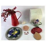 Home Decor Items Including Floral Wall Plaque and