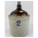 2 Gallon Stoneware jug. Two-tone: beige bottom,