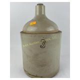 3 Gallon Stoneware Jug with Cork. Beige top and