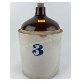 3 Gallon Two-tone Stoneware Gallon Jug. Beige