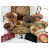 Wicker and Straw Baskets with Handbags