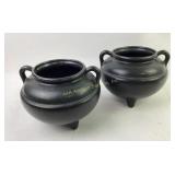 Roseville Black Ceramic Tripod Bowls with Handles