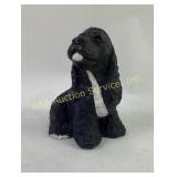 Concrete Dog Figurine with White Accents