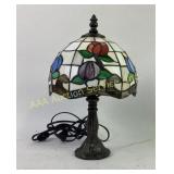 Stained Glass Table Lamp With Floral Design