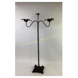 Wrought Iron Three-Light Floor Candelabra with Orn
