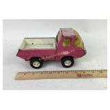 Pink Pressed Metal Tonka Toy Pickup Truck with Pla