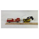 Die-Cast Fire Truck and Bulldozer Toys